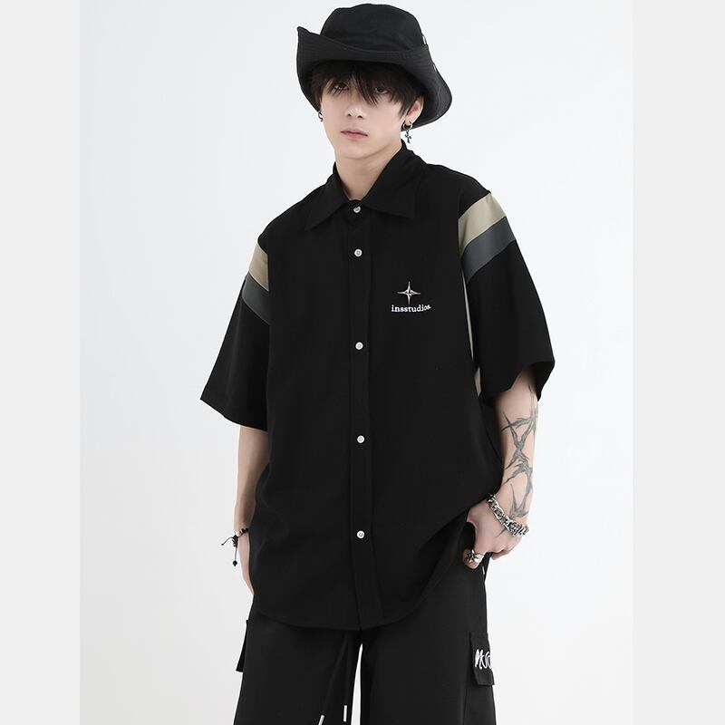 [Istudios Series]★Shirt★ 2color Tops Color Scheme Fashion Unisex Men's Stylish Black Beige