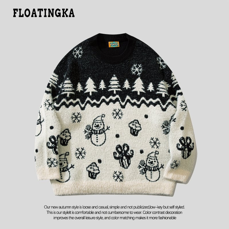 [SHERONG Series]★Sweater★ 3color Knit Tops Christmas Unisex Men's Snowman Black Green Red