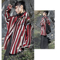 Load image into Gallery viewer, [Big Blue Dragon Series] ★China style tops★ Shirt Vertical striped striped red retro thick casual loose fitting
