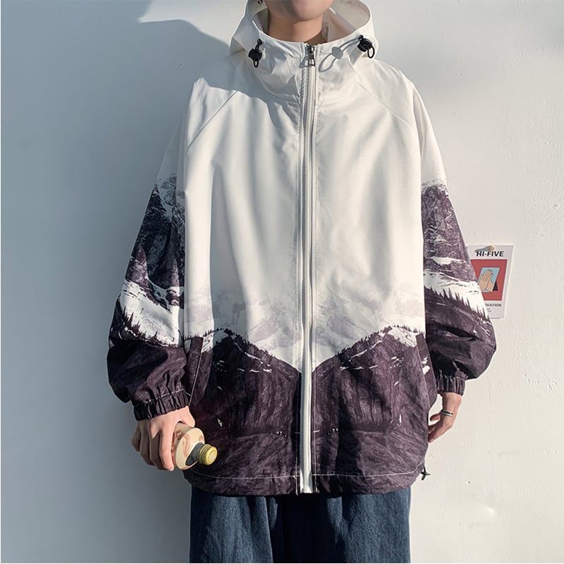 [Han Lishin Series] ★China style outerwear★ 4color jacket Snowy mountain print Large size Loose