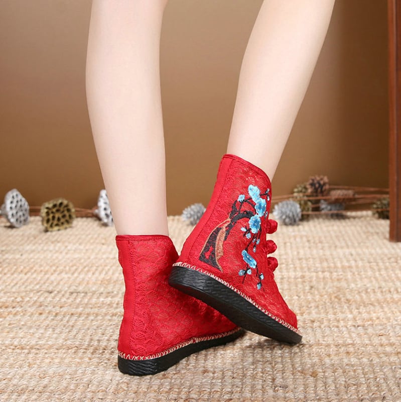 [Aki Tatsu Series]★Embroidered shoes★ 3color Handmade shoes Chinese shoes Ethnic style Lace Temperament enhancing shoes Size 34-40