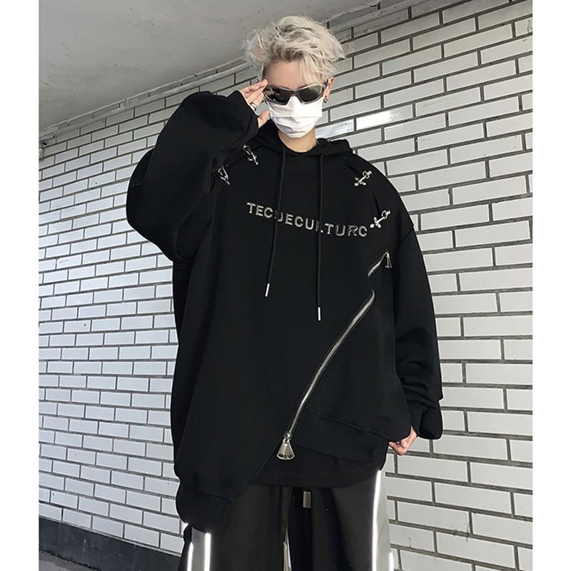 【入画シリーズ】★パーカー★ トップス 男女兼用 メンズ おしゃれ デザイン性有り ブラック 黒い M L XL 2XL 3XL