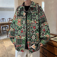 Load image into Gallery viewer, [No Series] ★Jacket★ Outer Switching Oil Painting Style Unisex Men's Large Size Ethnic Style Green
