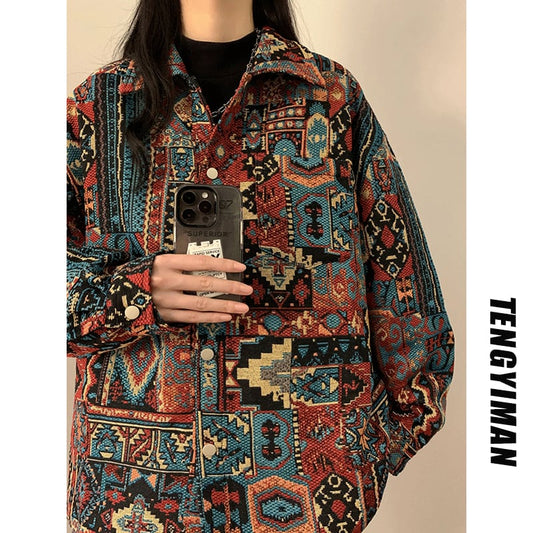 [CHAOMEICHEN Series] ★Jacket★ Ethnic style long sleeve outerwear Unisex Men's Large size