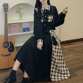 Load image into Gallery viewer, [Dong Xiaojie Series] ★Checked pattern dress★ Large size, fake layered, slimming, switching, cute, black, black
