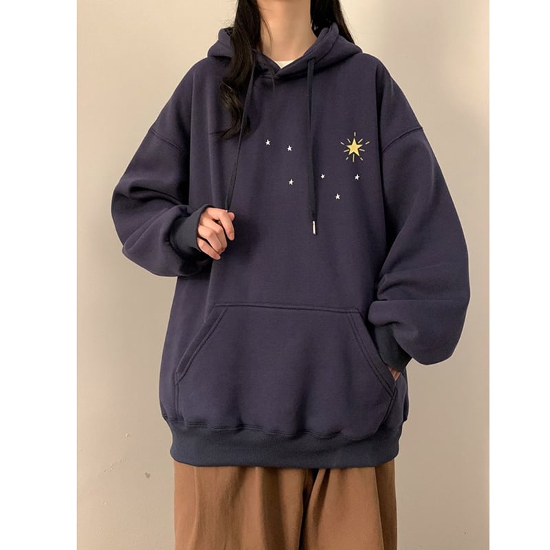 [SENSU Series] ★Parker★ Fleece lining 3color tops thick unisex men's star star pattern warm autumn/winter clothes