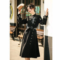 Load image into Gallery viewer, [Dust smoke and cloud dream series] ★China style dress★ With belt, long sleeves, embroidery, black, black SML, slimming, Chinese elements
