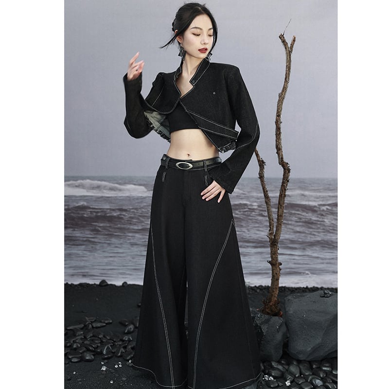 [Daiseiryusu Series]★China style trousers★Bottoms with belt Gaucho pants Retro casual pants