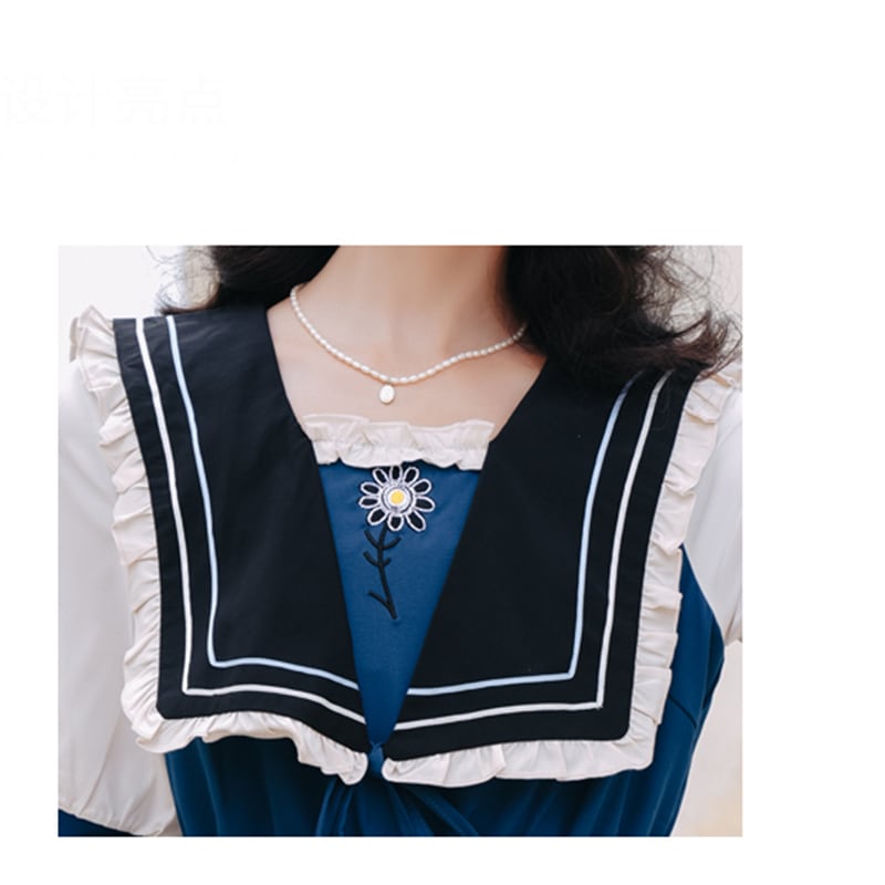 [Jinkyoku Series] ★One Piece★ Sailor Uniform Short Sleeve Cute Ladies Date Photo Shoot Summer Clothes Lolita