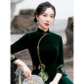 Load image into Gallery viewer, [ZHEZI series]★China dress★ 3color velvet embroidery large size long length green blue red
