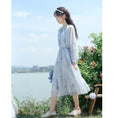 Load image into Gallery viewer, [Hakushu Series] ★2-piece dress set★ Hanging dress + long sleeve dress + chiffon Blue Blue Cute
