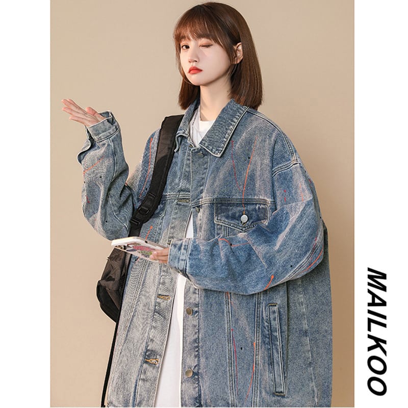 [Fujiiman Series] ★Jacket★ 3color Outer Denim Unisex Loose Light Blue Black Dark Blue