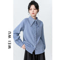 Load image into Gallery viewer, [WEIWU Series]★Shirt★ Tops Ladies Simple Commuting Easy to Match Blue Blue Standard Cute
