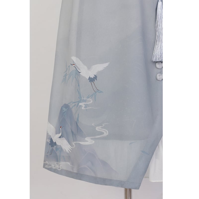 [Dust Smoke Cloud Dream---White Crane Visit Series] ★Chinese style skirt★ Chinese clothes, improved Han clothes, Han clothes skirt, crane, ink pattern