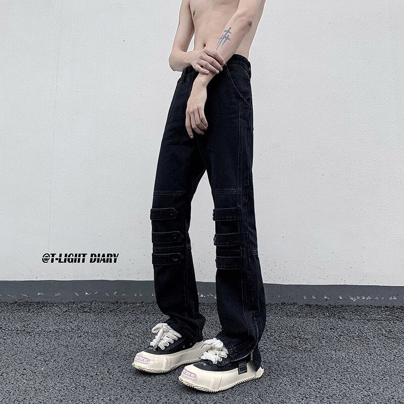 [YOILIN Series] ★Denim Pants★ Casual Pants 2color Unisex Men's Large Size Blue Black