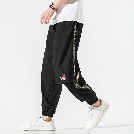 [Sumi Series]★China style pants★Bottoms Unisex Men's Large Size Black Black Switching