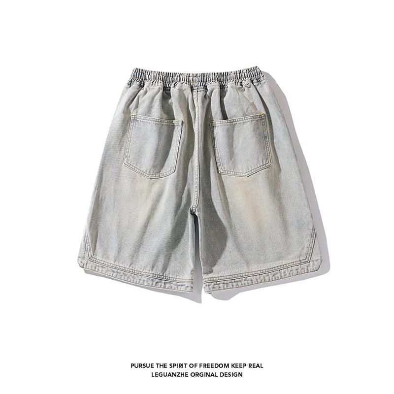 [BIGEMAN Series]★Denim shorts★ 2color bottoms short length pants unisex men's large size denim pants