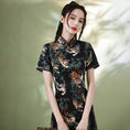 Load image into Gallery viewer, [YUEQIAO Series]★Cheongsam dress★Short length velvet Chinese style dress print retro
