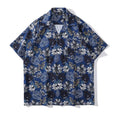 Load image into Gallery viewer, [TRAVEL ISSUANCE Series] ★Floral pattern shirt★ Unisex, men's, unique, loose, easy to match, dark blue, blue
