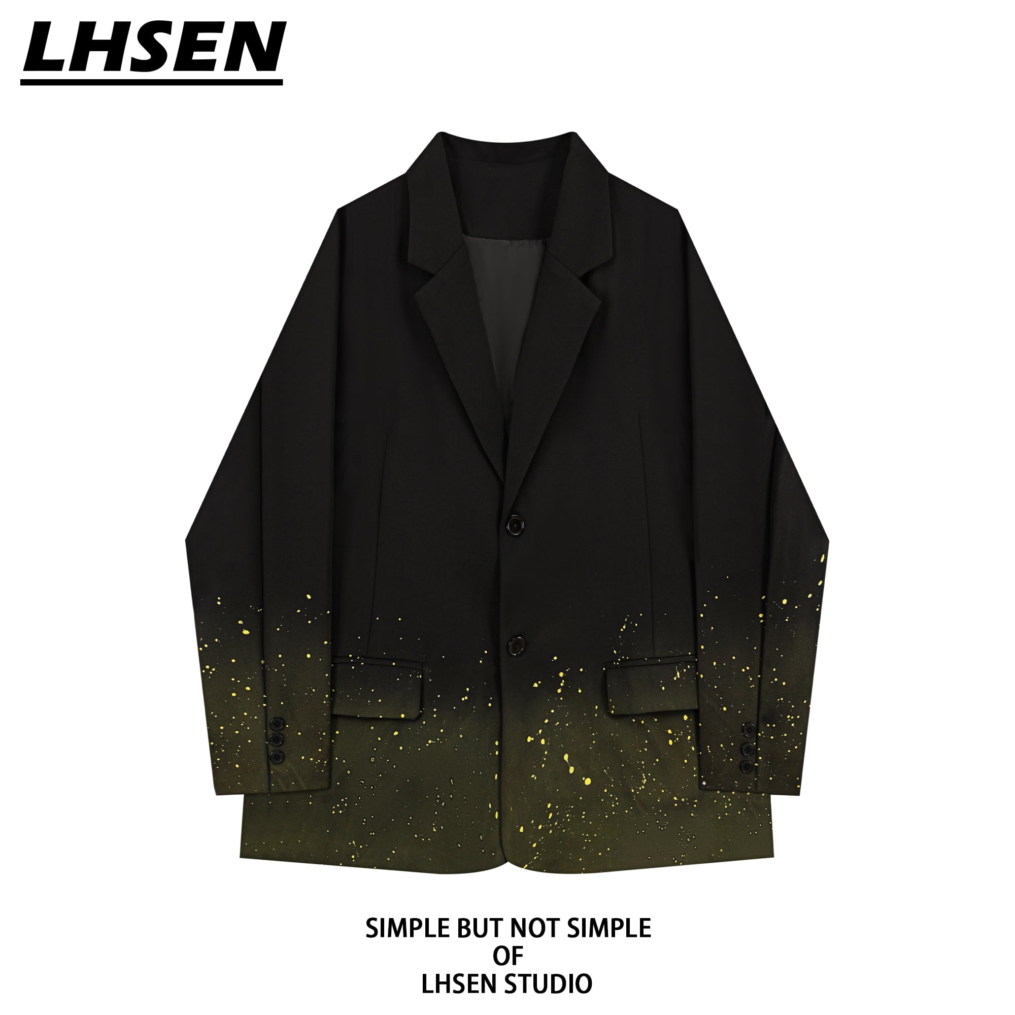 [LHSEN Series]★Blazer★ Outer Gradation Casual Unique Easy to match Black Black ML XL