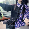 Load image into Gallery viewer, [Li Muyi Series]★China Style Shirt★ Tops Long Sleeve Shirt Switching Floral Pattern Black Black Purple Original
