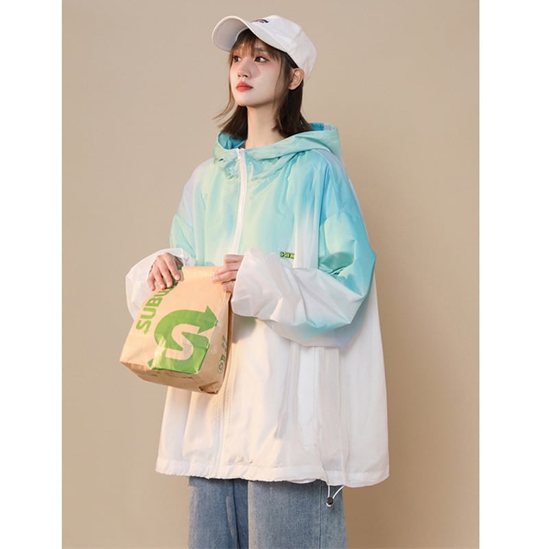 [Fujiiman Series] ★Light jacket★ 2 colors Outerwear Summer clothing Sun protection Unisex Men's Gradient Pink Blue Green