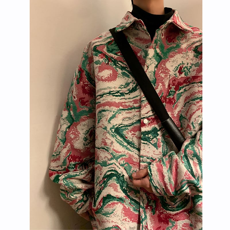 [KCSJ Series]★Jacket★ 2color Outerwear Camouflage Pattern Ink Pattern Unisex Men's Large Size Blue Red