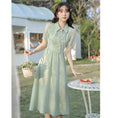 Load image into Gallery viewer, [NANMOSEN Series] ★China style dress★ Short sleeve dress, China button, cute, improves temperament, green
