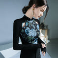 Load image into Gallery viewer, [ZHUOYAN Series]★China style top★ T-shirt, switching, floral pattern, long sleeve, sexy, slim, slimming, easy to match
