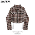 Load image into Gallery viewer, [LHSEN Series]★Shirt★ 2color Long Sleeve Shirt Short Length Plaid Pattern Stylish Women's SML
