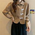 Load image into Gallery viewer, [壹號人家 Series] ★China style shirt★ 4 colors POLO neck China button tops Brown Black White Blue
