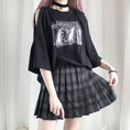 Load image into Gallery viewer, [Nekogan Series] ★T-shirt★ Cotton Tops Women's Fashion Cute 3/4 Sleeve Black Black
