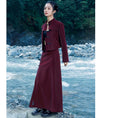 Load image into Gallery viewer, [Da Qinglong Shu Series]★China style skirt★ PU skirt China button red red Chinese clothes slimming slit
