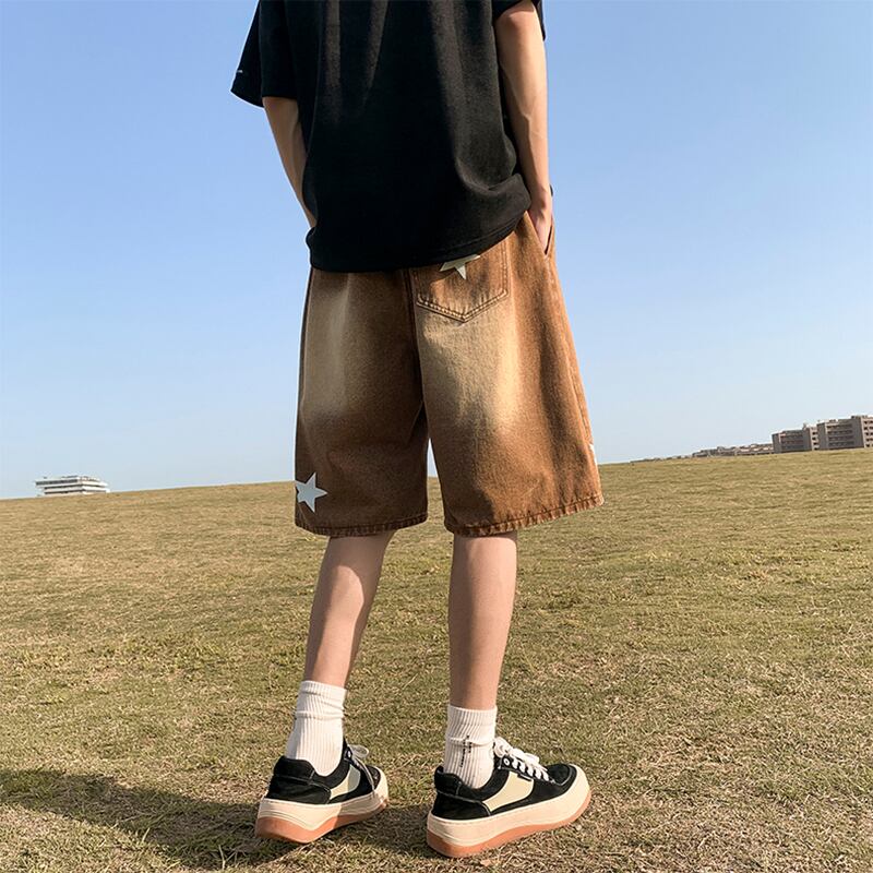 [NANSHI Series] ★Shorts★ Denim pants 2color Casual Unisex Men's Simple Star Summer Clothes Black Brown