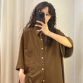 Load image into Gallery viewer, [UATONLINE Series]★China Style Shirt★ Thin Medium Chinese Clothes Tops Unisex Men's Short Sleeve Shirt Coffee Color
