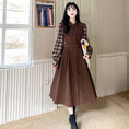 Load image into Gallery viewer, [Dong Xiaojie Series] ★Checked pattern dress★ Large size women's dress Coffee color Commuting Literary style
