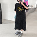 Load image into Gallery viewer, [YIDAO Series] ★T-shirt dress★ Print retro loose casual summer clothes black black
