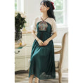 Load image into Gallery viewer, [Shogunsho series]★Hanfu dress★ Embroidery Casual wear Chiffon V-neck Green Green Coming-of-age ceremony SML XL Green Green
