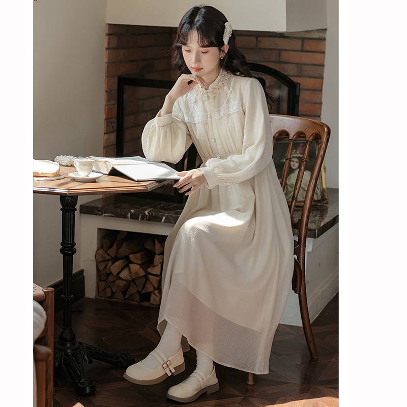 [Shukunsho Series]★China style dress★Long sleeve dress for women, cute, easy to match, long length