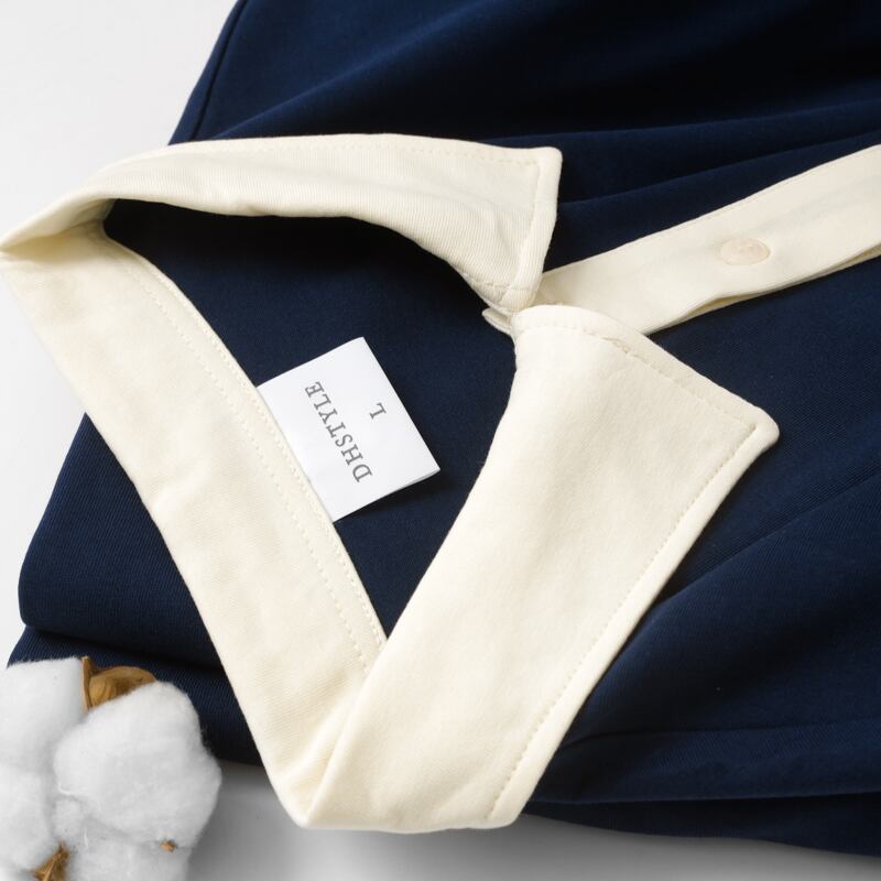 [Konamioka Series] ★POLO Shirt★ Tops Unisex Men's Color Scheme Casual Easy to Match Navy Blue