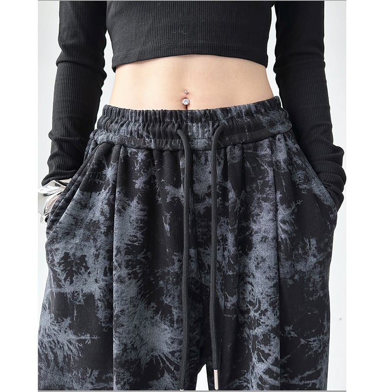 [Ki Shoko Series] ★Casual Pants★ 2color Floral Pattern Pants Bottoms Unisex Men's Black Coffee Color