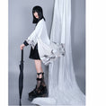 Load image into Gallery viewer, [Kuraho Koya Series]★China style happi coat★2color black or white wave pattern print chiffon improved Hanfu Hanfu coat thin
