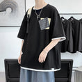 Gallery viewerに画像を読み込む, 【JIAXUNシリーズ】★半袖Tシャツ★ 大きいサイズ M~9L 3color トップス 男女兼用 メンズ フェイクレイヤード
