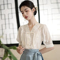 Load image into Gallery viewer, [QIYC Series] ★Chinese style shirt★ V-neck short sleeve tops, summer clothes, improves temperament, improved Hanfu, Hanfu tops, gives a gentle impression
