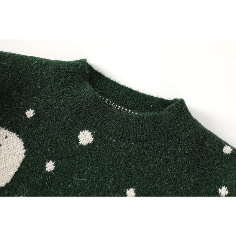 [Li Xingyu Series] ★Sweater★ 2color Tops Christmas New Year Deer Cartoon Unisex Men's Red Green