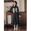 Load image into Gallery viewer, [Shukunsho series] ★China style dress★ 2color fake layered ladies cute retro autumn clothes black coffee color
