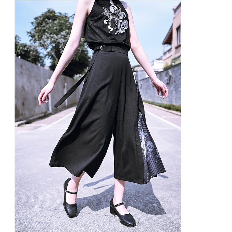 [Old Monsters --- Mountain and Sea Ching Series] ★China style pants★ Gaucho pants bottoms Spring/summer switching SML XL Improves temperament