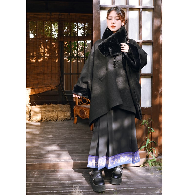 [Ancient Monster House -- Smoke Tank Series] ★China style coat★ Thick and warm winter clothing cloak loose black black