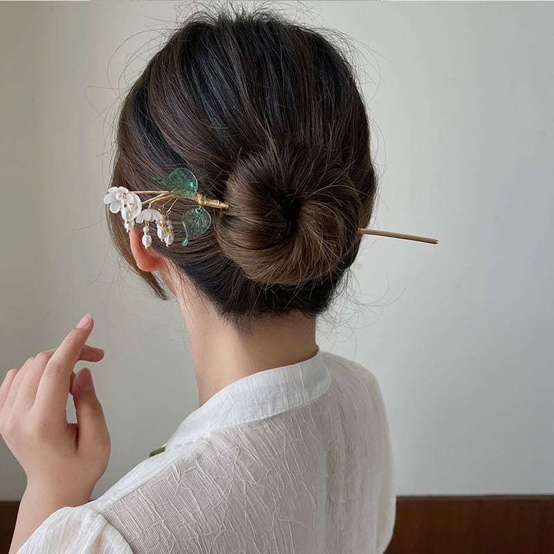 [Liaoyuan Series] ★Chinese style hair ornament★ 1 hairpin, old-fashioned women's accessories, lily of the valley, bell orchid, fringe