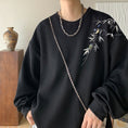 Load image into Gallery viewer, [KADISHOU Series]★China style tops★ 4color brushed lining long sleeve tops sweatshirt unisex men's large size bird and leaf pattern
